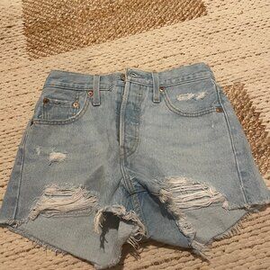 Levi's Light Blue Wash Denim 501 Shorts, Size 25, Worn Once